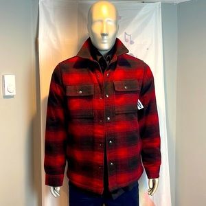 Old Navy Plaid Sherpa Red Black Jacket Coat Size M RefAT